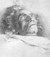 Beethoven op de dag na zijn autopsie 27 maart door johann wagner 1827 tekening joseph danhauser_tiny